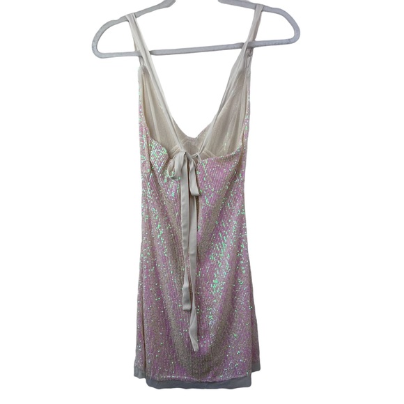FREE PEOPLE Gold Rush Mini Dress in Icicle Pearl - Picture 5 of 7